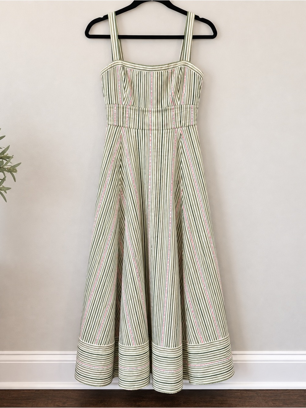 Hill House Home Margot Dress Green Jacquard Stripe Size S - Picture 3 of 3